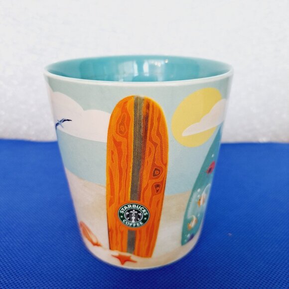 Starbucks 2010 Hawaii bone china surfboard beach shark fish 11 oz. mug - Picture 2 of 10